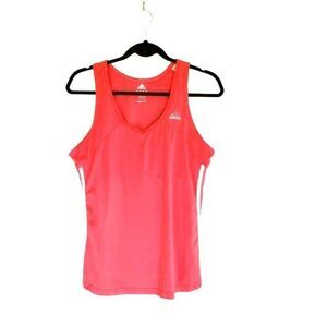 Adidas Womens Tank Pink L Three Stripes Workout Sleeveless Active Top